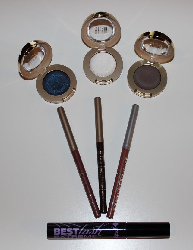Milani Eye Shadows, Milani and Jordana Lip Liners, Jordana Mascara