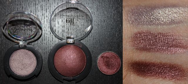 Left to Right/Top to Bottom: Sigma Notre Dame, ELF Studio Baked Eye Shadow Burndt Plum, Makeup Geek Foiled Eye Shadow Show Time