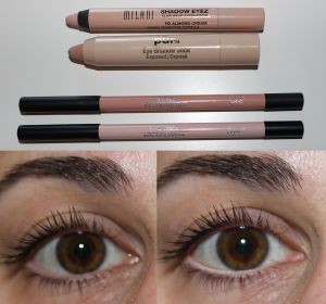 Top to Bottom: Milani shadow eyez in almond cream, Pur Minerals eye shadow stick in exposed, Sigma inner rim brighteners in polished & final touch