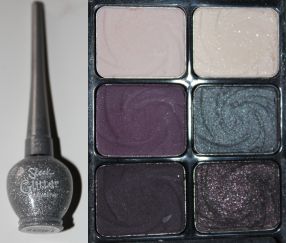 Left- Sleek Makeup Glitter Dip It Eyeliner in Ice Right- Wet n' Wild 6-pan Palette in Lust