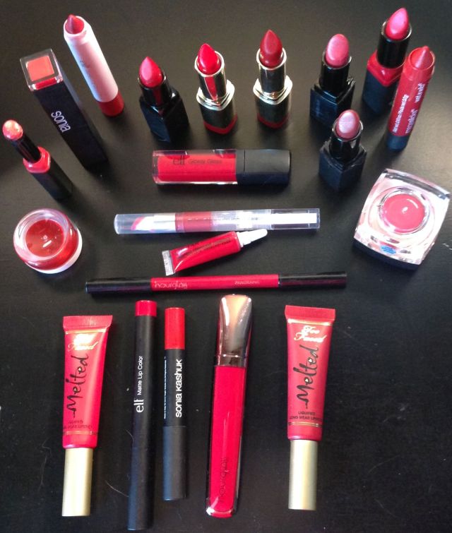 Sharon's red lip stash